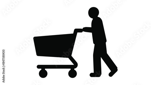 silhouette of a woman pushing a cart