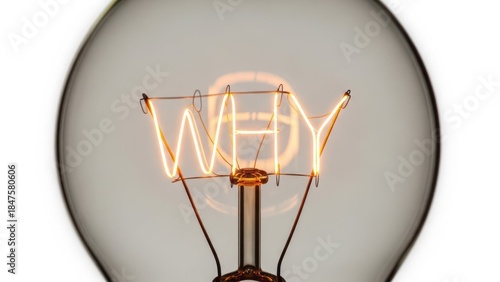 Illuminated Word 'WHY' in Light Bulb Creativity Inspiration Idea. Concept featuring light bulb, illuminated, creativity, why, inspiration.