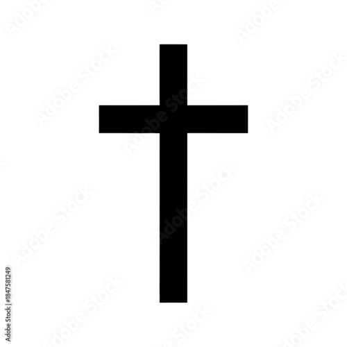 Christian cross symbol icon in solid black style for religious content, faith-based designs, and spiritual branding