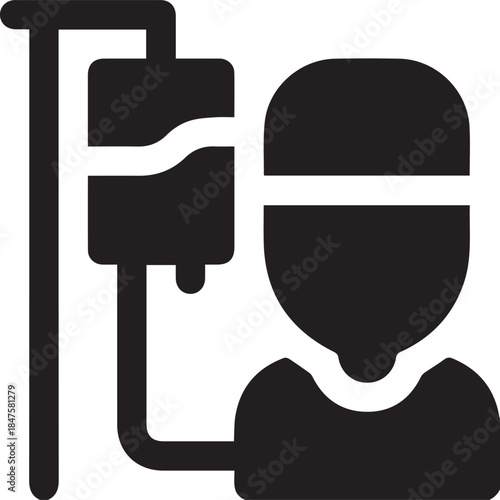 Patient receiving iv drip isolated on transparent background