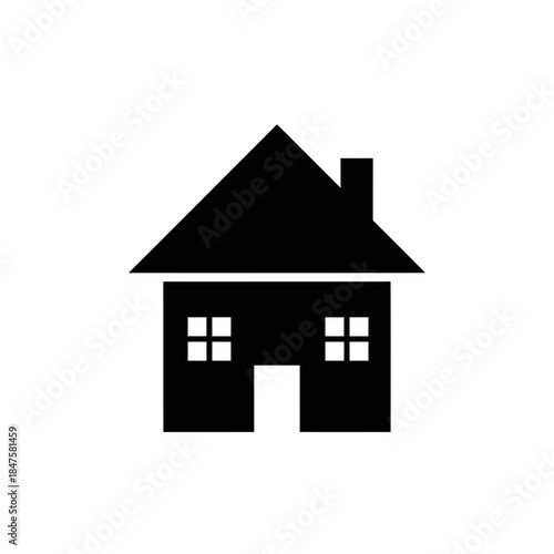 House silhouette icon representing home, real estate, property ownership, family life, and residential living