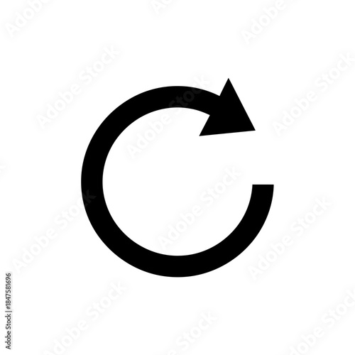 Circular refresh arrow silhouette icon representing reload, update, cycle, renewal, synchronization, and system processes