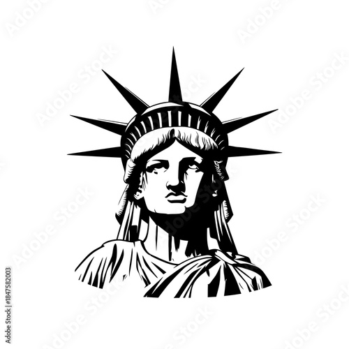 Statue of Liberty silhouette icon symbolizing freedom, democracy, immigration hope, American identity, and iconic world monuments