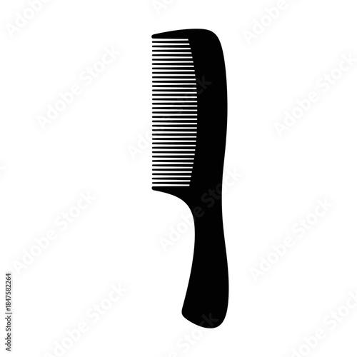 Hair comb silhouette illustration, grooming and beauty accessory icon ideal for barber shops, salons, fashion branding, and UI design