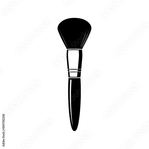 Makeup brush silhouette illustration, beauty cosmetic tool icon perfect for fashion branding, makeup tutorials, and salon graphics