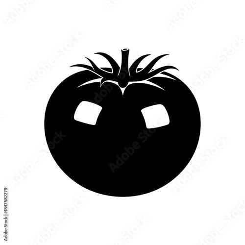 Tomato silhouette illustration, fresh vegetable icon perfect for cooking blogs, food labels, recipes, and healthy lifestyle visuals