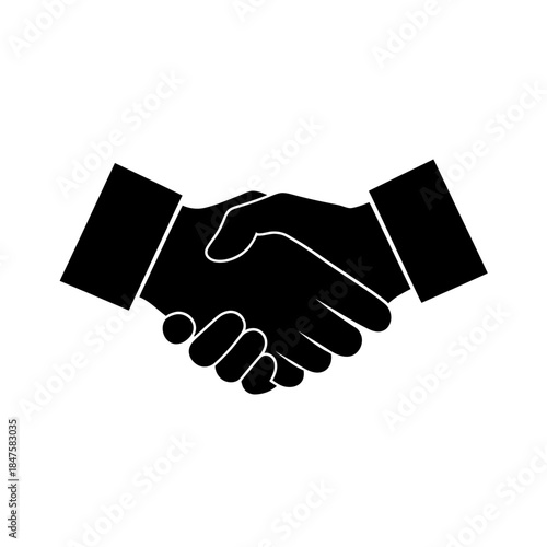 Handshake silhouette icon representing partnership, agreement, trust, teamwork and professional business relationships