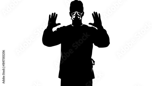 Man in protective gear with transparent background