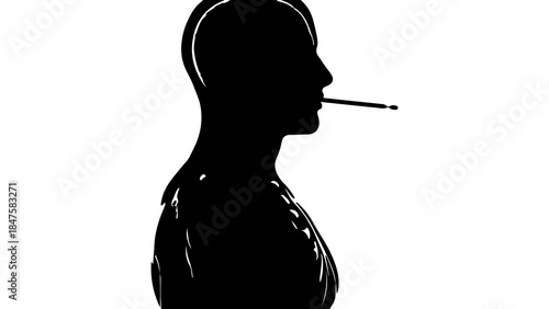 Man with swab test with transparent background