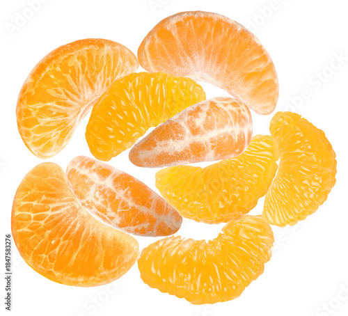 bright and juicy tangerine segments arranged in a vibrant display, showcasing the freshness and deliciousness of citrus fruit in food photography