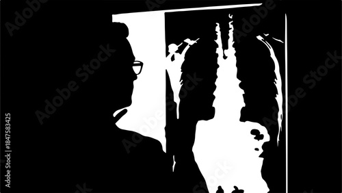  Doctor analyzing X-ray scan silhouette (radiology diagnosis)