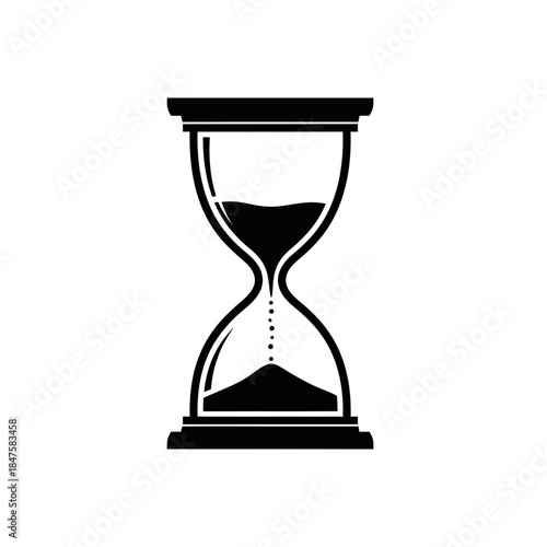 Classic hourglass silhouette icon representing time passing, deadlines, patience, history, countdown concepts and life balance