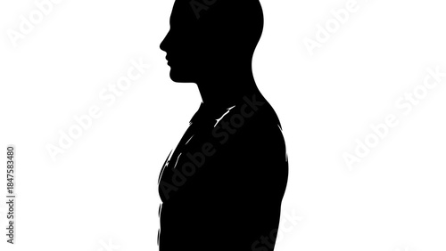 Male profile silhouette with transparent background