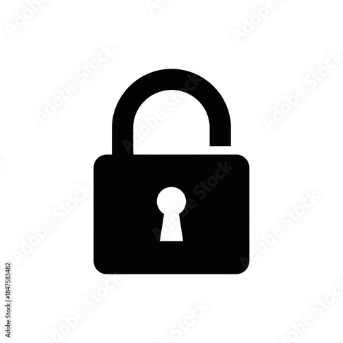 Secure padlock silhouette icon symbolizing privacy, cybersecurity, protection, data safety, passwords and digital security concepts