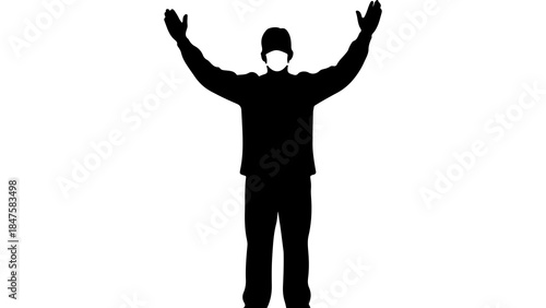 Doctor with raised arms silhouette success and recovery concept