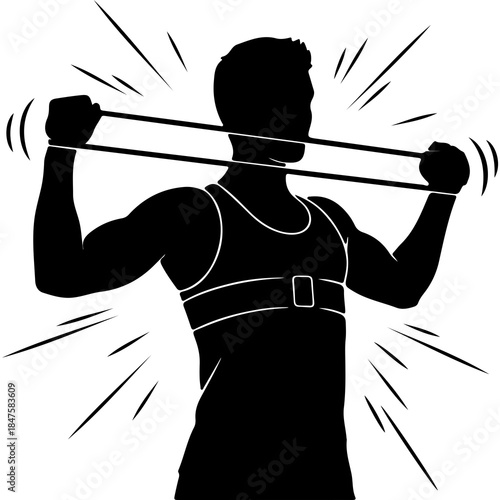 Weightlifting barbell athlete silhouette strength training