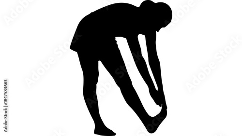 Man stretching leg with transparent background