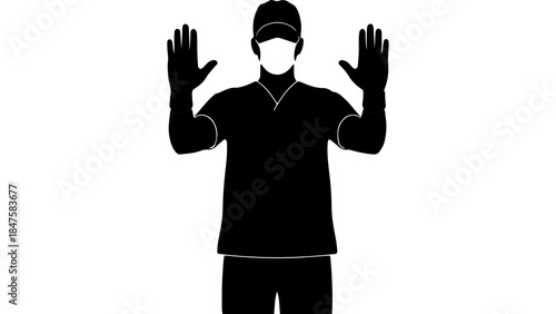 Person wearing face mask with transparent background