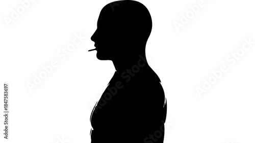 Man profile silhouette with transparent background