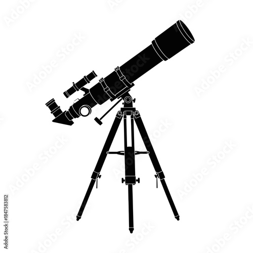 Astronomical telescope icon representing stargazing, space science, astronomy education, cosmic exploration, and scientific curiosity themes