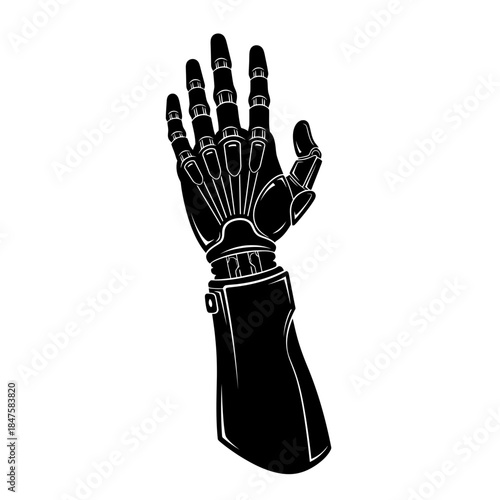 Robotic prosthetic hand icon symbolizing bionic technology, advanced robotics, human augmentation, innovation, and future healthcare solutions