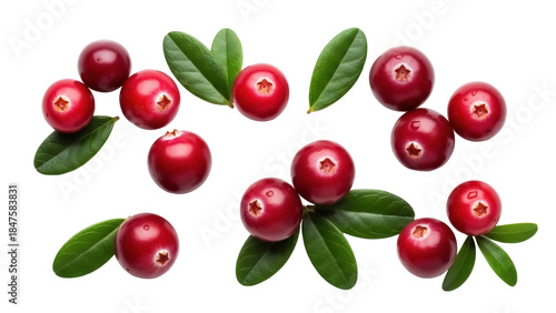 Photos Isolated Cranberries with Leaves a Vibrant Collection of Fresh Berries in the Ki
