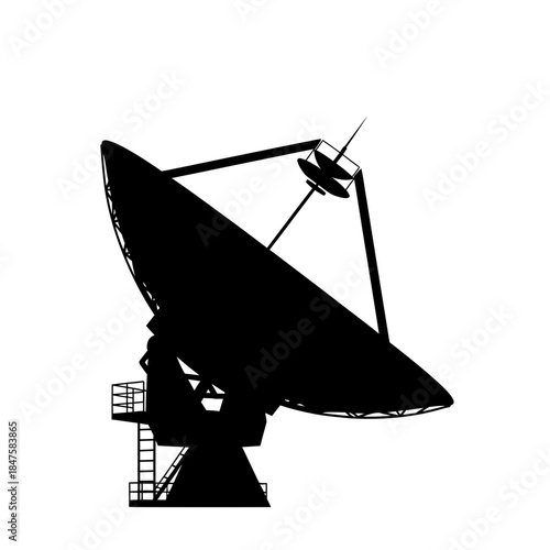 Satellite dish antenna icon representing global communication, broadcasting technology, data transmission, space connectivity, and media systems