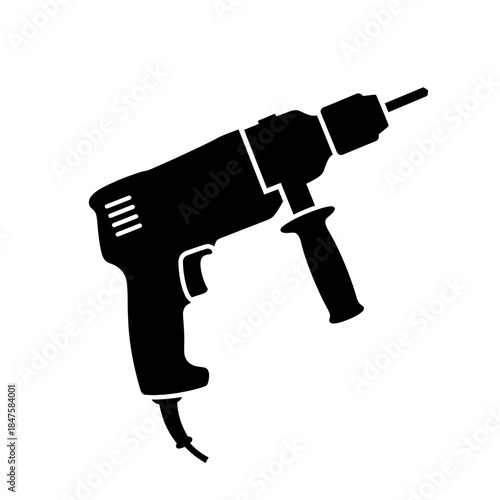 Electric power drill icon symbolizing DIY projects, home improvement, carpentry work, construction tools, and professional craftsmanship
