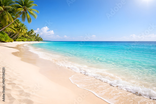 Wallpaper Mural Tropical Beach Paradise: Turquoise Water, White Sand, Palm Trees Torontodigital.ca