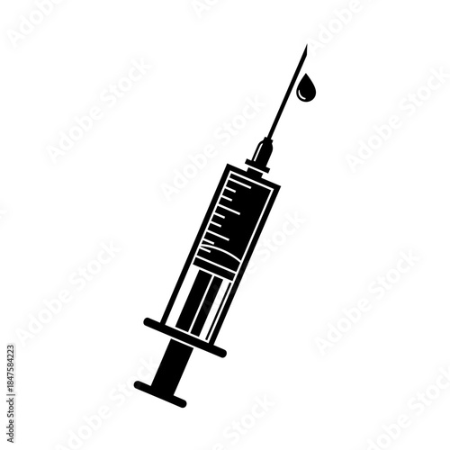 Medical syringe icon representing vaccination, injection therapy, healthcare treatment, immunization programs, and clinical procedures concept