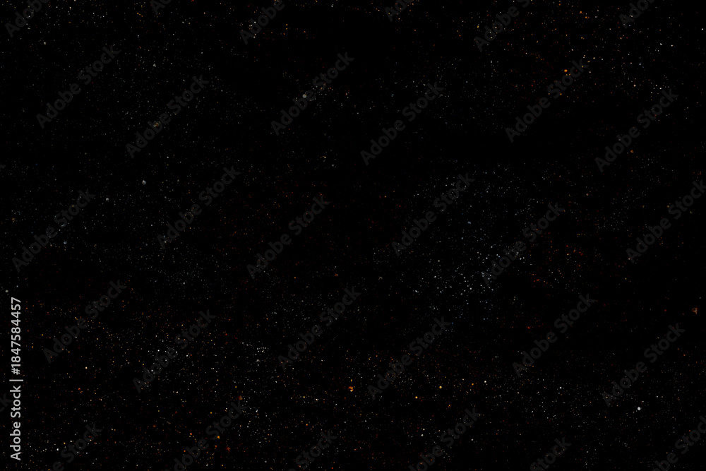 Fototapeta premium Space star shape sky night background, black starry cosmos abstract pattern dark blue science, textile cosmic galaxy astronomy decoration fantasy wallpaper landscape.