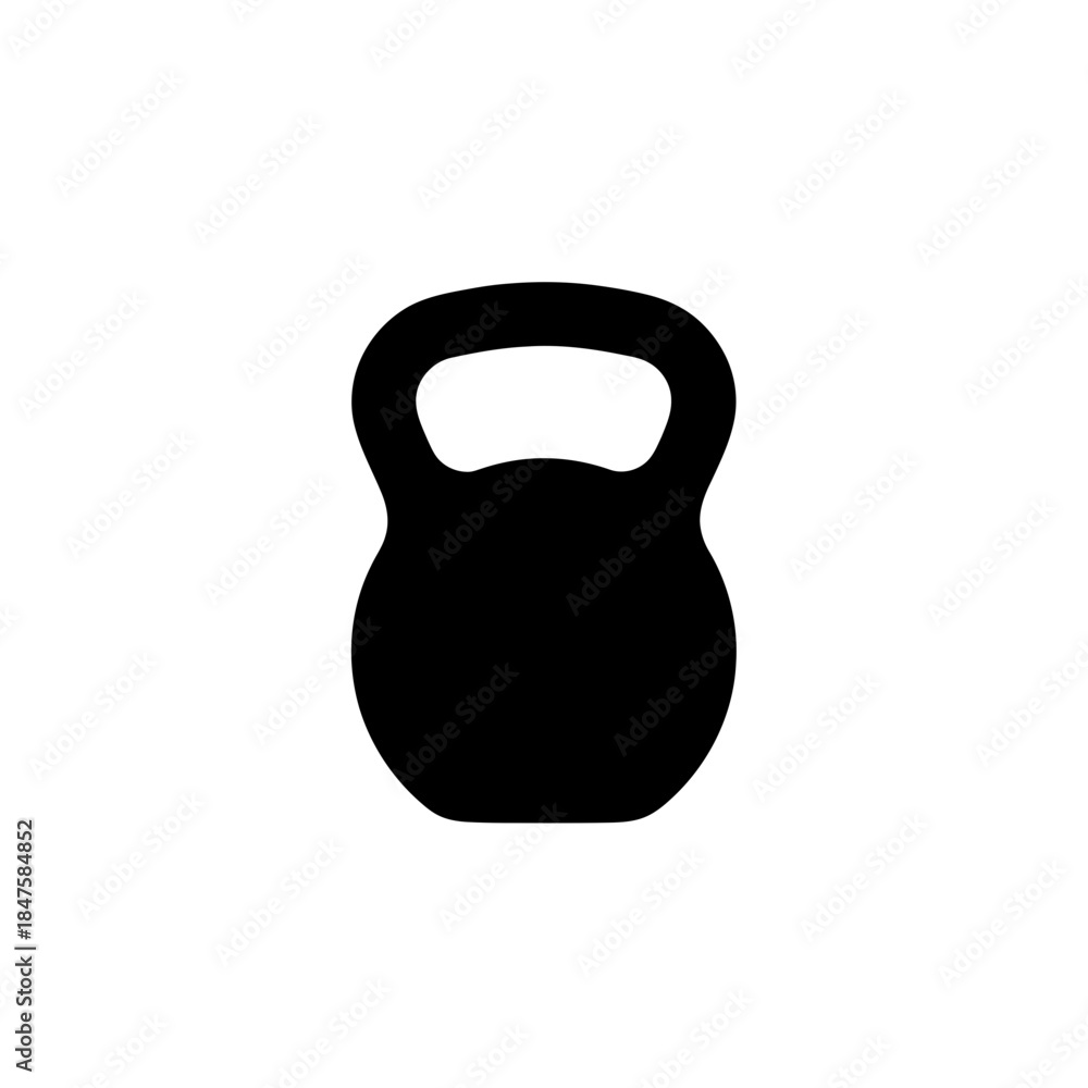 Fototapeta premium Kettlebell weight silhouette with bold simple shape, strength training equipment symbol for gyms, workout programs, and fitness branding