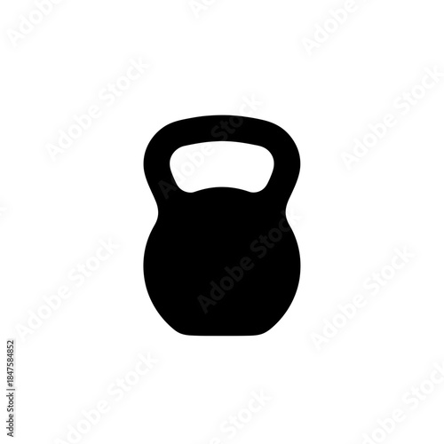 Kettlebell weight silhouette with bold simple shape, strength training equipment symbol for gyms, workout programs, and fitness branding