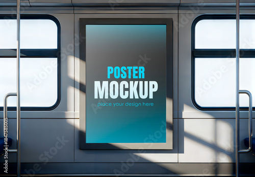 Billboard In Train Poster Mockup