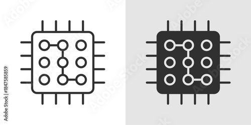 AI pattern recognition icon representing intelligent data analysis, featuring shapes, grids, or neural elements to symbolize AI-powered detection and recognition of patterns.