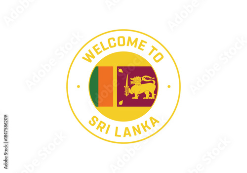 Welcome to Sri Lanka Travel Badge with National Flag of Sri Lanka