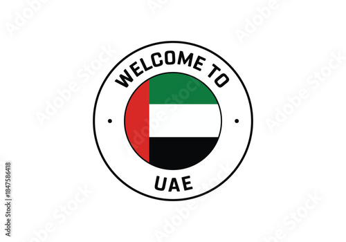 Welcome to UAE Travel Badge with National Flag of UAE