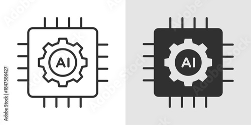 AI automation gear icon representing intelligent automation, featuring gears combined with neural or circuit elements to symbolize smart, AI-driven processes.