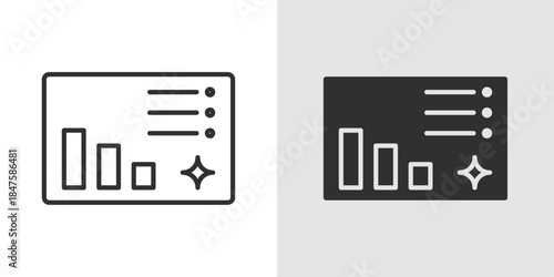 AI Dashboard Icon AI dashboard icon representing intelligent data visualization, featuring charts, graphs, or interface elements integrated with neural or circuit patterns to symbolize AI-powered.