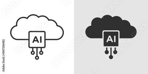 AI Cloud Icon AI cloud icon representing cloud-based artificial intelligence, featuring a cloud integrated with neural or circuit elements to symbolize smart, data-driven cloud services.