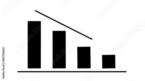 Simple statistical curve animation template with downward sloping sign, investment loss	