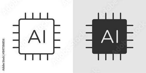 AI Chip Icon AI chip icon representing artificial intelligence hardware, featuring a microchip integrated with neural or circuit elements to symbolize smart processing and advanced computing.