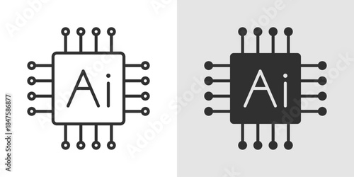 AI Icon AI icon symbolizing artificial intelligence through abstract circuits, nodes, or a digital brain form, representing smart technology, machine learning, and intelligent automation.