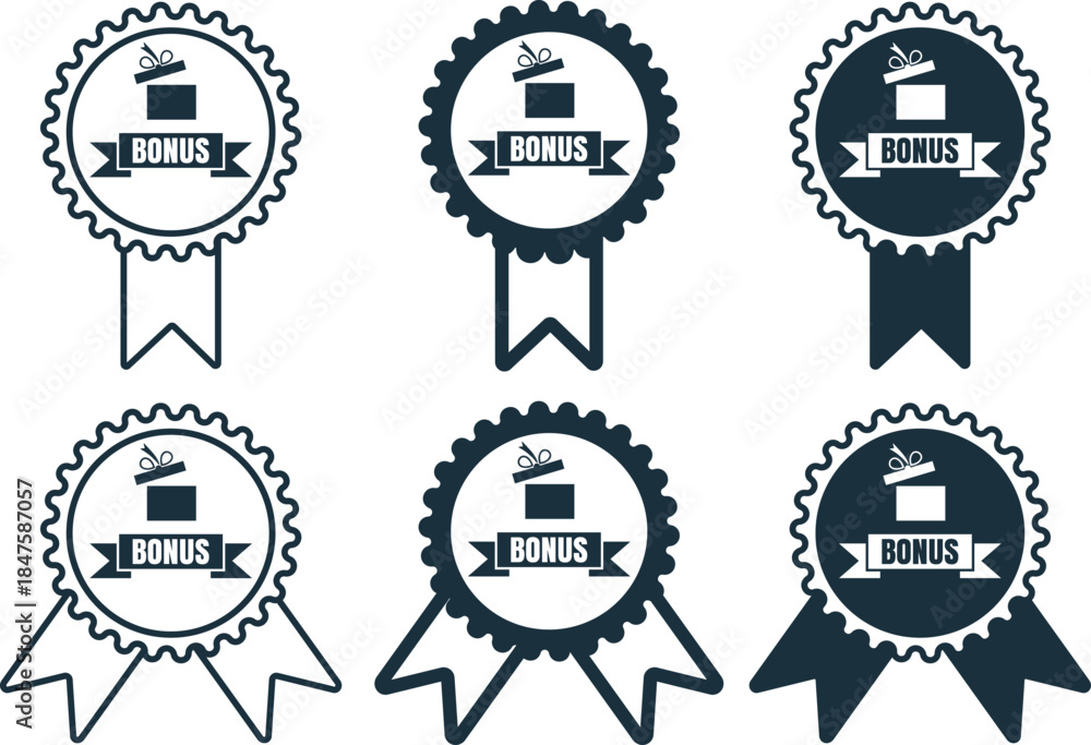 Fototapeta premium Bonus Badge Ribbon Icon Set.