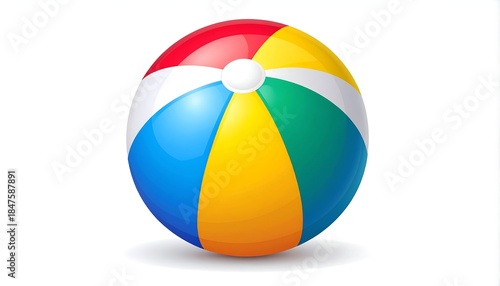 Colorful inflatable ball with vibrant striped sections, white backdrop Free Download Colorful inflatable ball with vibrant striped sections, white backdrop - GFXLoad