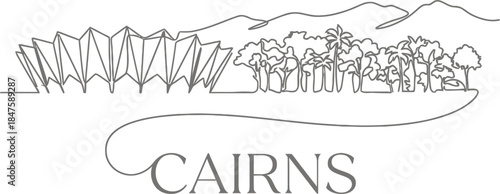Cairns city skyline one continuous line vector illustration
