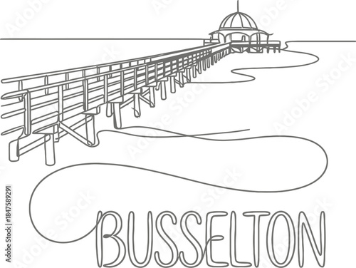 Busselton Jetty single line drawing vector illustration