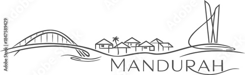 Mandurah city skyline logo sketch line art vector