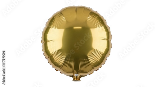 фотографія Isolated golden foil round balloon, helium party birthday decoration, celebratio
