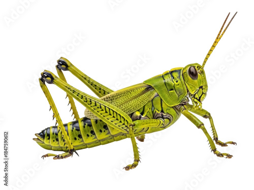 Photos Isolated grasshopper on plain surface, a common herbivore of garden, field, and